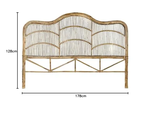 Item Ventemeublesonline TÊTE DE LIT en ROTIN Naturel 178X4X128, Blanc