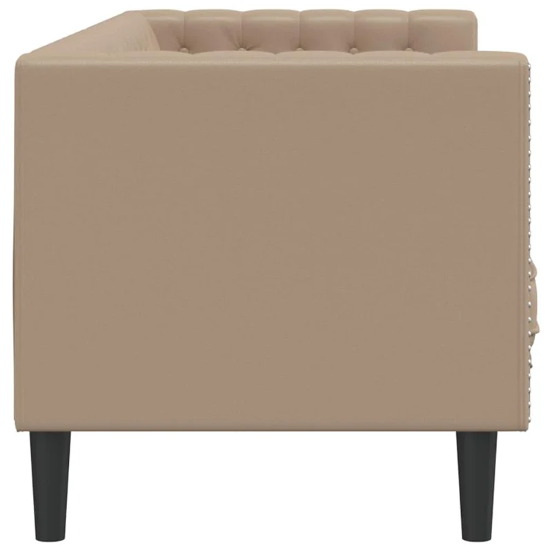 Gecheer Canapé à 3 Places Chesterfield Cappuccino Similicuir, Canapé de Salon pour Bureau à Domicile, Appartement, Petit Espace