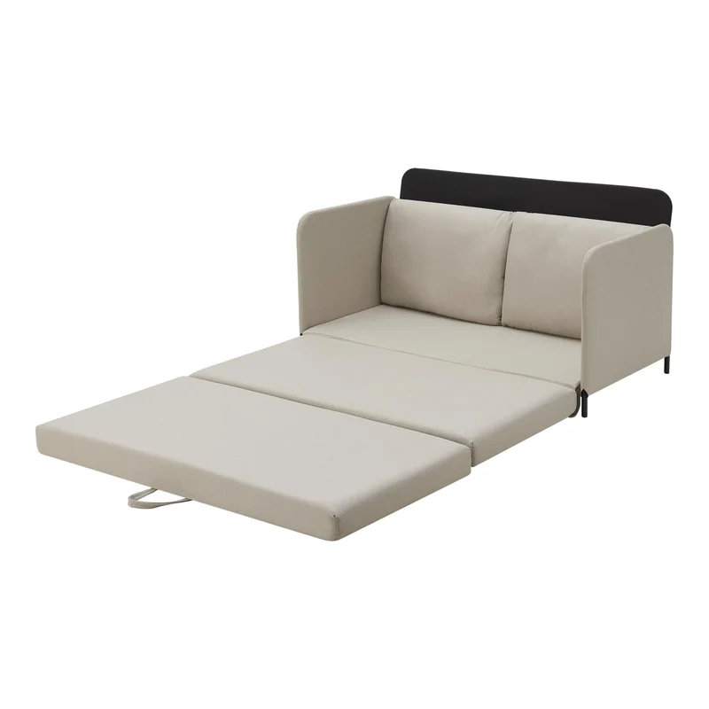 [en.casa] Canapé 2 Places Convertible Banquette Lit d'Appoint BZ Canapé-Lit Futon Divan pour Studio Salon Chambre d'Invité Acier Polyester 78 x 125 x 67 cm Beige
