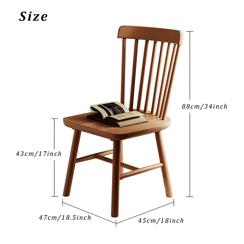 NCLOYN Chaises de Salle à Manger Windsor, Chaise de Cuisine en Bois Massif avec Dossier à Barreaux, Chaise de Ferme en Chêne pour Salle à Manger, Cuisine, Restaurant(4 Pack, Walnut)