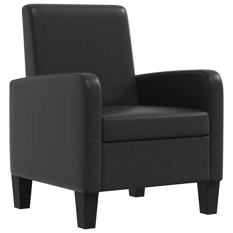 vidaXL Fauteuil Rembourré Canapé de Salon Sofa en Cuir Synthétique Noir