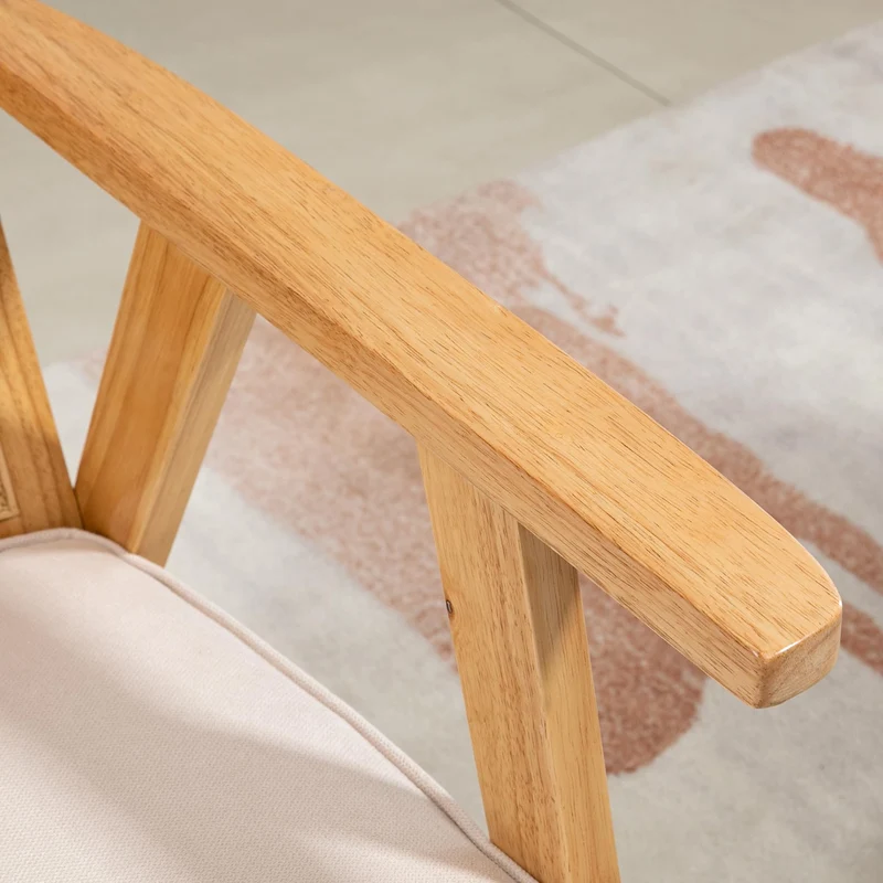 ATOMSTACK MAKER HOMELEN Fauteuil de Salon en rotin Naturel – Chaise Confortable avec Coussin épais, Dossier en cannage, Assise Profonde, Structure en Bois d’hévéa Aspect Lin Beige