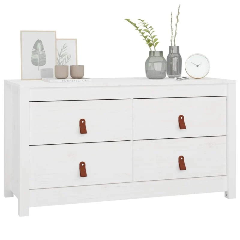 KTHLBRH Armoire d'appoint, blanche, 100 x 40 x 54 cm, en pin massif, buffet pour chambre à coucher, garde-robe, convient pour la cuisine, la chambre à coucher, la salle à manger, le salon ou le
