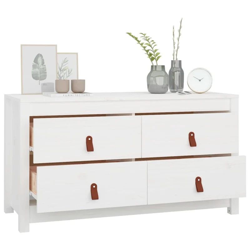 KTHLBRH Armoire d'appoint, blanche, 100 x 40 x 54 cm, en pin massif, buffet pour chambre à coucher, garde-robe, convient pour la cuisine, la chambre à coucher, la salle à manger, le salon ou le