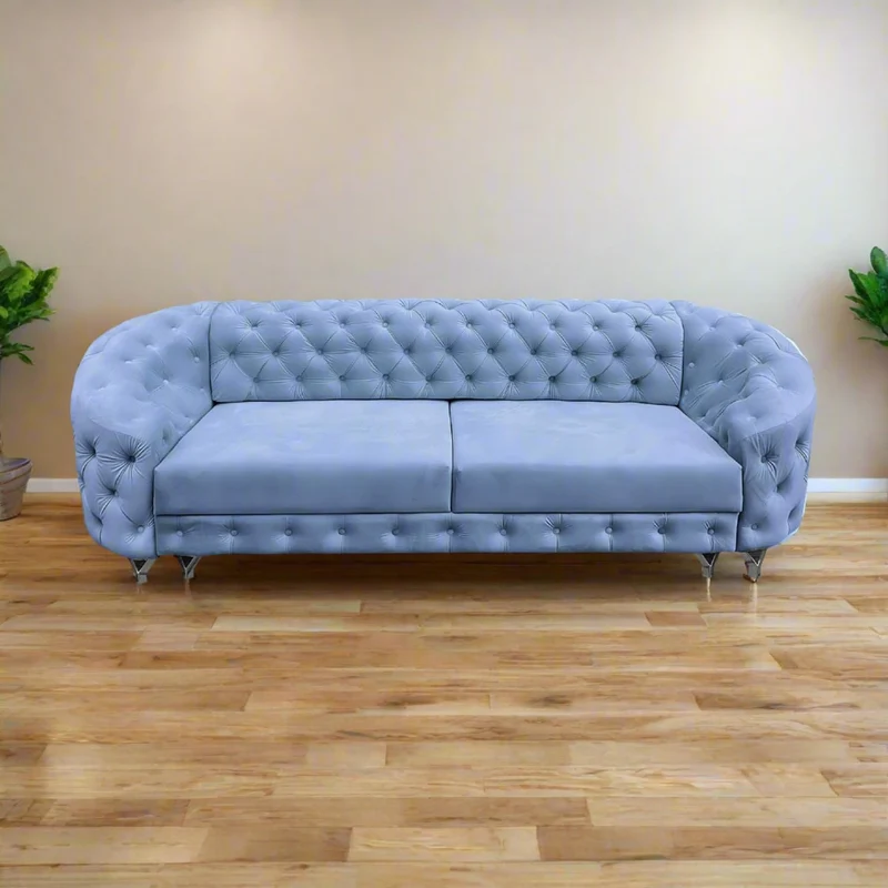 SILKMARKS® Chesterfield Canapé avec fonction couchage, canapé 3 places, confort premium, velours imperméable et résistant aux rayures, canapé avec espace de rangement supplémentaire, design élégant