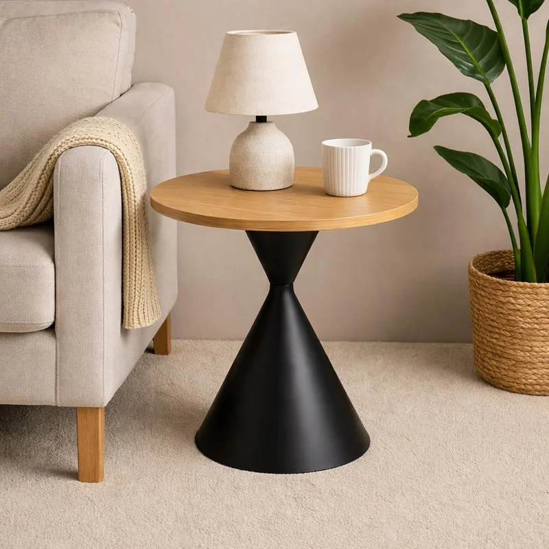 JAZYKA Table Basse Salon Ronde gigogne – Set de 2 – Design Moderne – Table d’appoint ou Bout de canapé – Modèle Aurea (Noir)