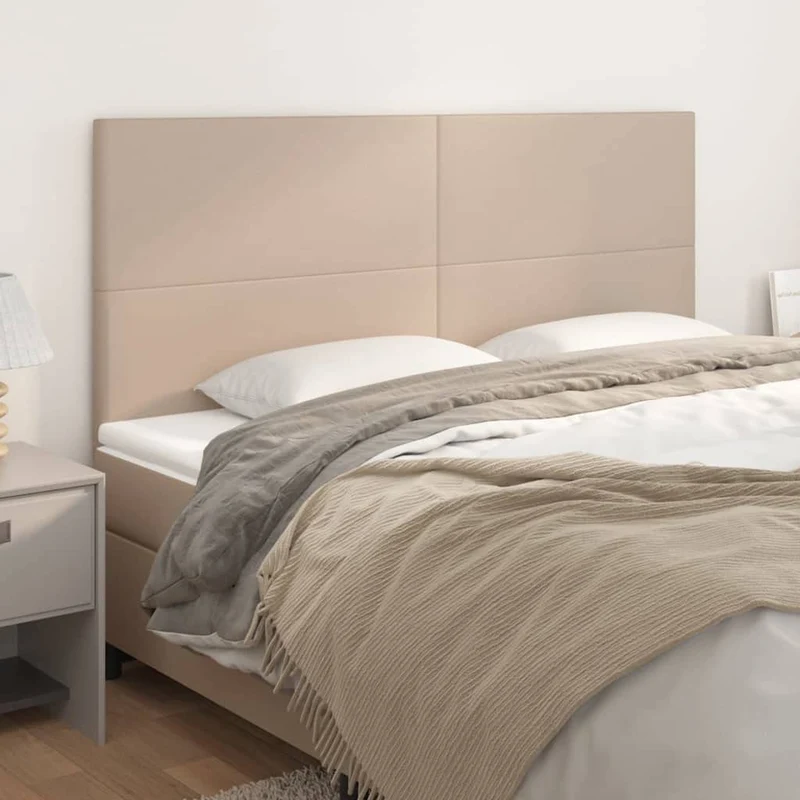 WIFESE Tête de Lit Similicuir 4 pcs Meuble de Chambre à Coucher Excellent Soutien du Dos Décoration Intérieure Design Contemporain Cappuccino 80x5x78/88 cm