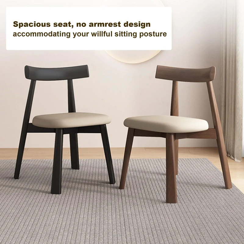 Lot de 6 chaises de salle à manger en bois avec dossier incurvé et coussin en cuir durable pour cuisine et salon Finition noyer foncé et blanc