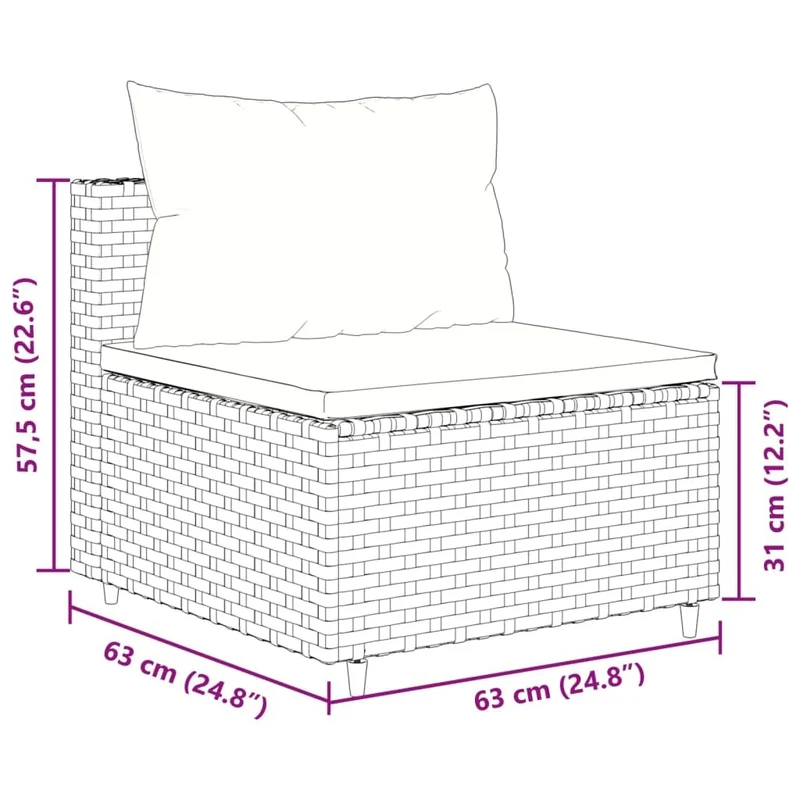 Homgoday Mobilier de balcon 3 pièces avec coussins, salon de jardin, canapé d'angle, canapé central, ensemble de sièges, pour balcon, terrasse, gris et bleu en rotin synthétique