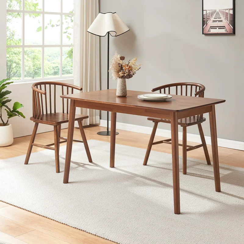 [en.casa] Table de Salle à Manger Rectangulaire pour 4-6 Personnes Moderne Excellente Stabilité Assemblage Simple Cuisine Salon Bois d'Hévéa 120 x 70 x 74 cm Effet Noyer