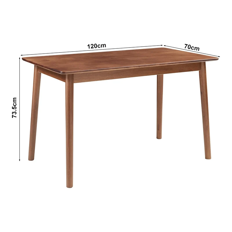 [en.casa] Table de Salle à Manger Rectangulaire pour 4-6 Personnes Moderne Excellente Stabilité Assemblage Simple Cuisine Salon Bois d'Hévéa 120 x 70 x 74 cm Effet Noyer