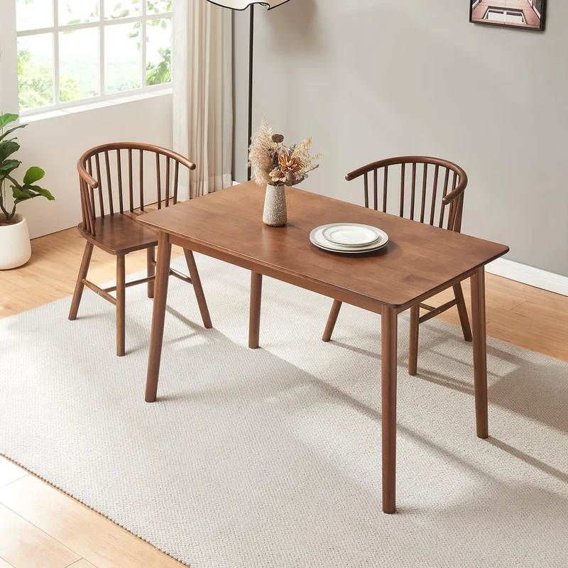 [en.casa] Table de Salle à Manger Rectangulaire pour 4-6 Personnes Moderne Excellente Stabilité Assemblage Simple Cuisine Salon Bois d'Hévéa 120 x 70 x 74 cm Effet Noyer