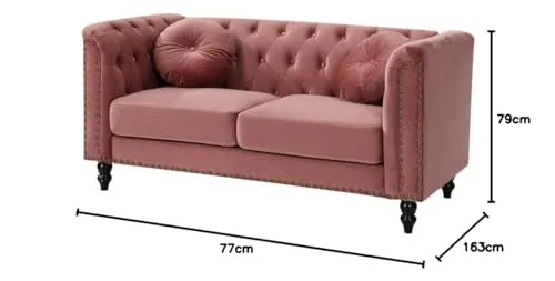 Vente-unique - Canapé 2 Places en Velours Turner - Vieux Rose