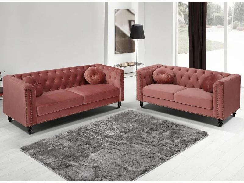 Vente-unique - Canapé 2 Places en Velours Turner - Vieux Rose