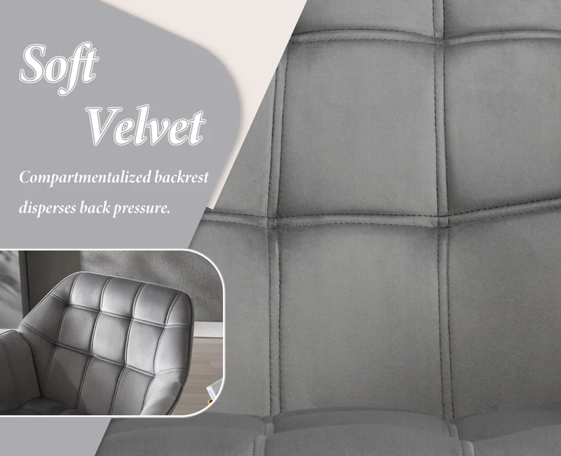 chairus Fauteuil Scandinave de Salon avec Pieds en Métal Modern Chaise de Chambre Capitonné en Velours (Gris-1)
