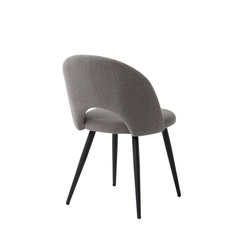 JZGORC Lot de 2 Chaise de Salle à Manger, Chaise de Salle à Manger Teddy en Velours Doux, Chaises de Cuisine avec Siège Moelleux et Accoudoirs, Pieds en Métal - Gris