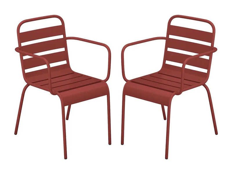 Vente-unique - Lot de 2 fauteuils de Jardin empilables en métal - Rouge - MIRMANDE de MYLIA