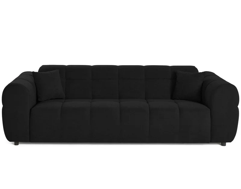 Lisa Design - Ray - canapé Droit 3 Places en Tissu texturé, Noir