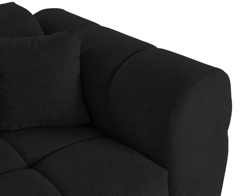 Lisa Design - Ray - canapé Droit 3 Places en Tissu texturé, Noir