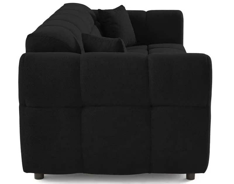 Lisa Design - Ray - canapé Droit 3 Places en Tissu texturé, Noir