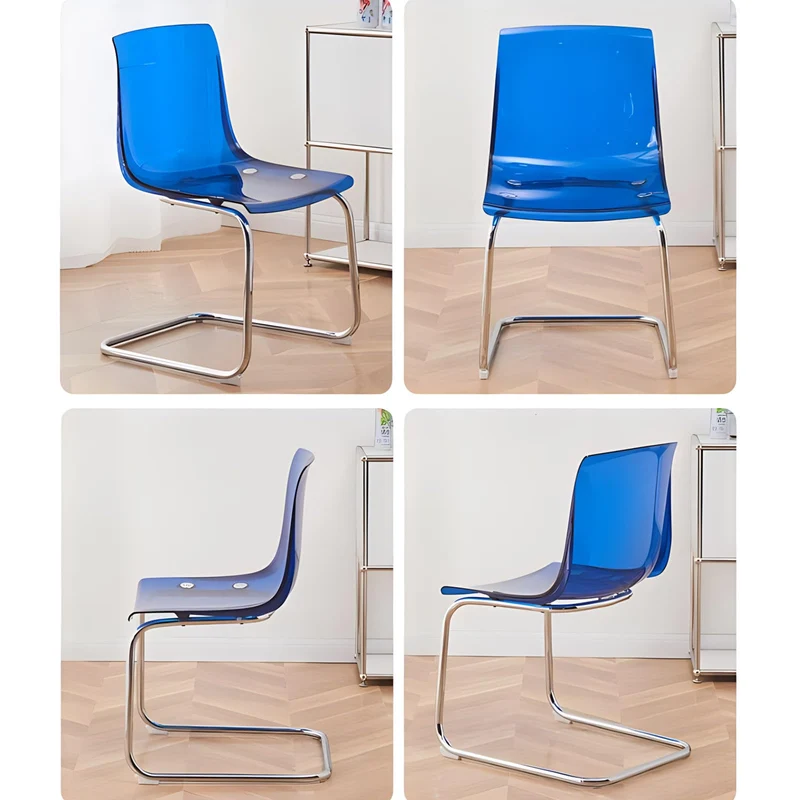 Chaise de salle à manger transparente, chaise de cuisine moderne avec siège transparent, chaises d'appoint d'appoint en acrylique avec cadre en acier chromé pour salle à manger, salon