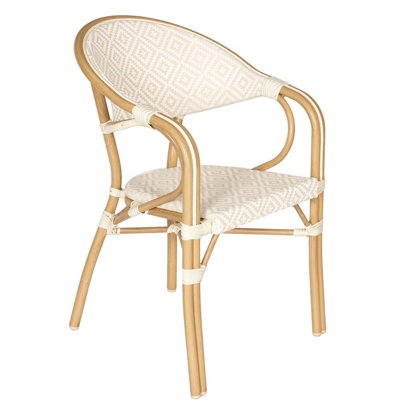 Oviala Chaise de terrasse Style Parisien Aluminium et rotin synthétique Beige