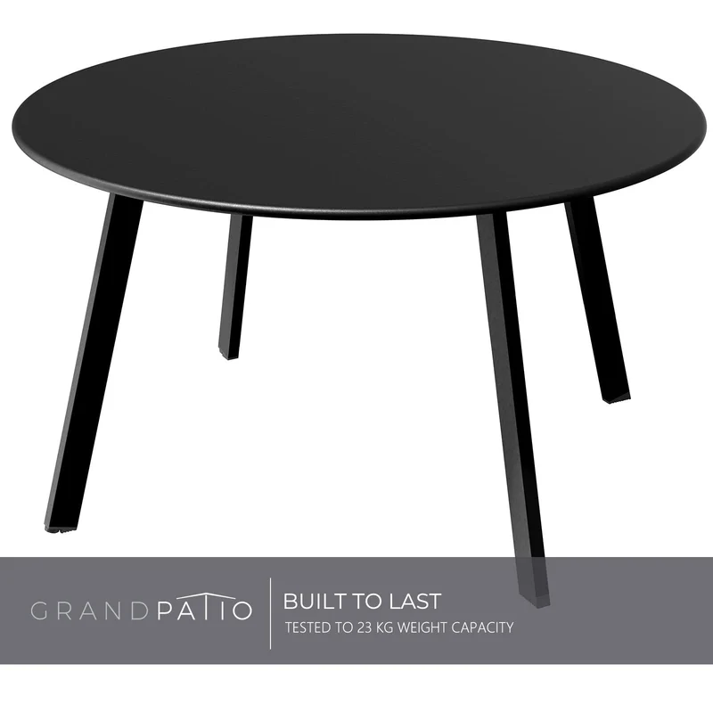 Grand patio Table Basse, Café Table, Acier de Première Qualité, Poids Léger, Table D’appoint Ronde latérale pour Bureau, Balcon, Cuisine et la Chambre (Noyer Noir)