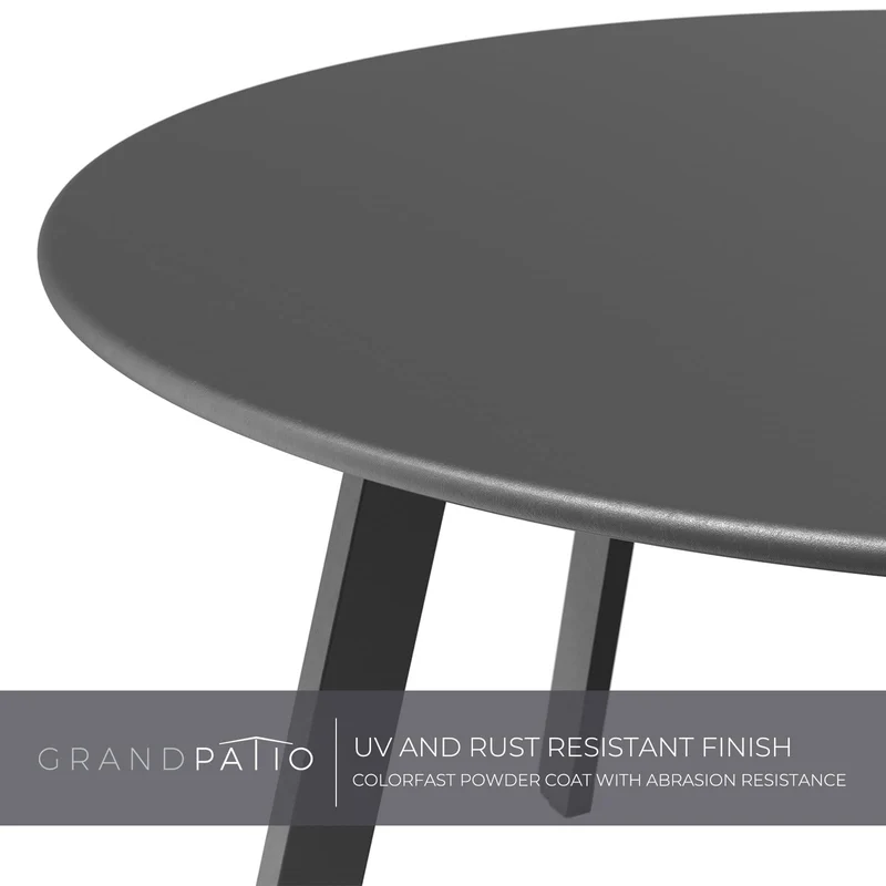 Grand patio Table Basse, Café Table, Acier de Première Qualité, Poids Léger, Table D’appoint Ronde latérale pour Bureau, Balcon, Cuisine et la Chambre (Noyer Noir)