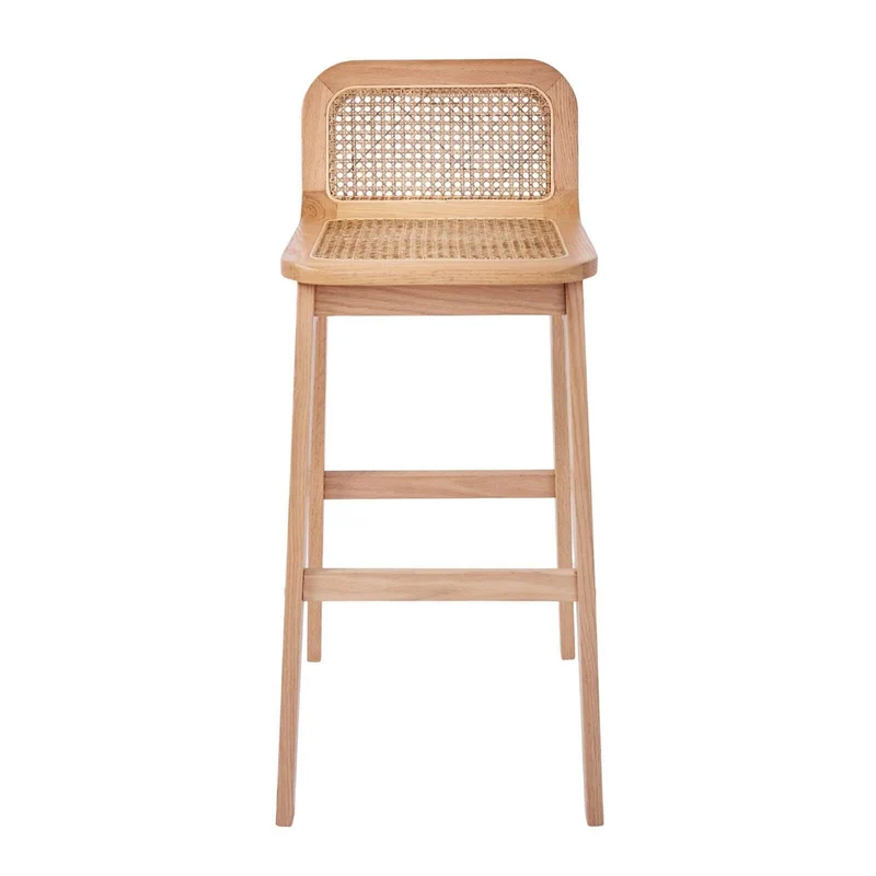 MOB-IN Lot de chaises Sana d'îlot et Bar en chêne et Assise cannage 65cm