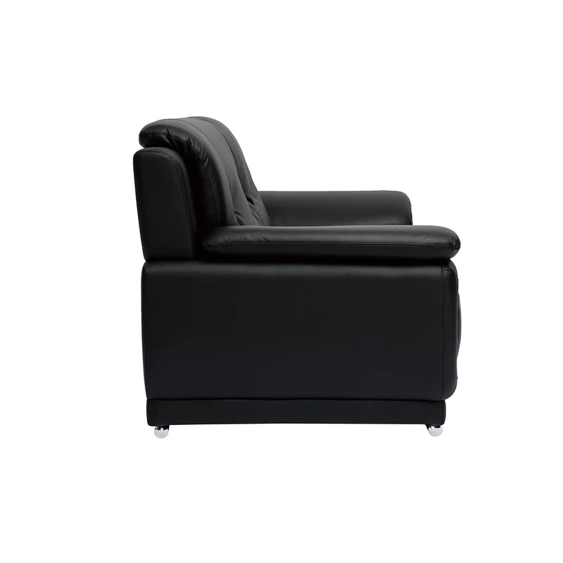 Miliboo Canapé Design 2 Places en Cuir Noir et Acier chromé Tamara