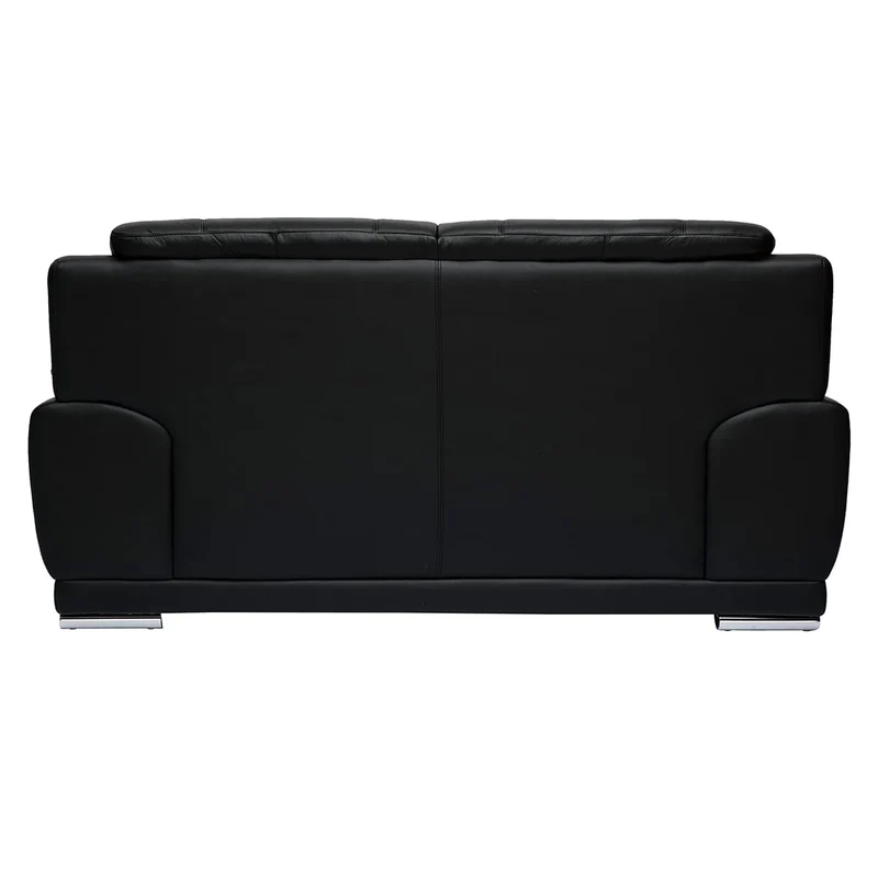 Miliboo Canapé Design 2 Places en Cuir Noir et Acier chromé Tamara