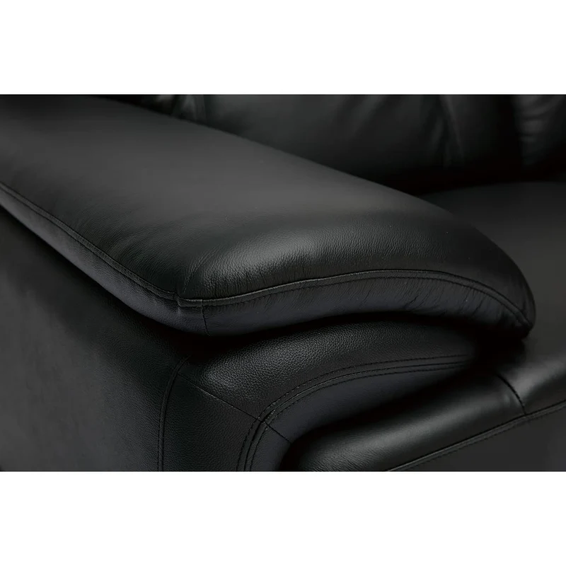 Miliboo Canapé Design 2 Places en Cuir Noir et Acier chromé Tamara