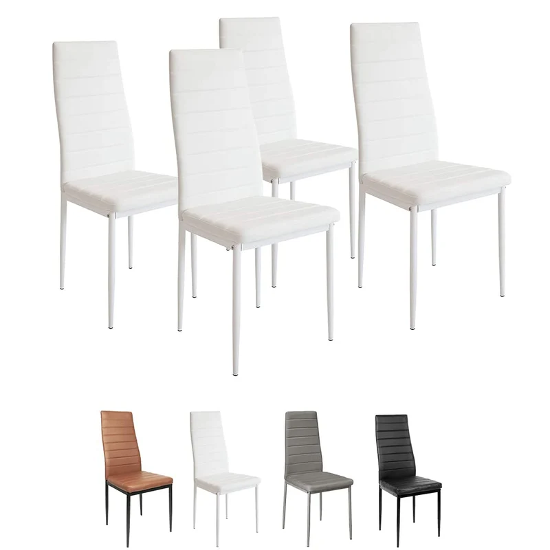 meihe Lot de 4 Chaises de Salle à Manger, Chaise de Cuisine en Similicuir-Fauteuil de Cuisine pour Salle à Manger, Cuisine, Salle de Réunion (blanc-4PC)