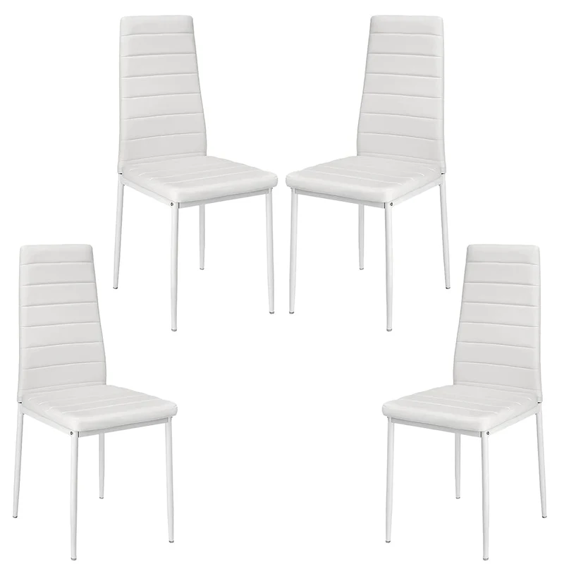 meihe Lot de 4 Chaises de Salle à Manger, Chaise de Cuisine en Similicuir-Fauteuil de Cuisine pour Salle à Manger, Cuisine, Salle de Réunion (blanc-4PC)