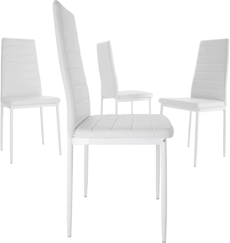 meihe Lot de 4 Chaises de Salle à Manger, Chaise de Cuisine en Similicuir-Fauteuil de Cuisine pour Salle à Manger, Cuisine, Salle de Réunion (blanc-4PC)