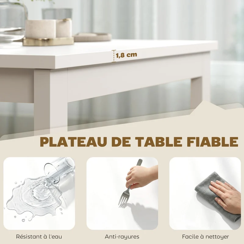 HOMCOM Table à Manger Extensible Rectangle pour 4 à 6 Personnes, Table de Cuisine 80-120 cm, Extension coulissante Facile, Pieds en Acier, pour Petits espaces, Salle à Manger, Salon, Blanc