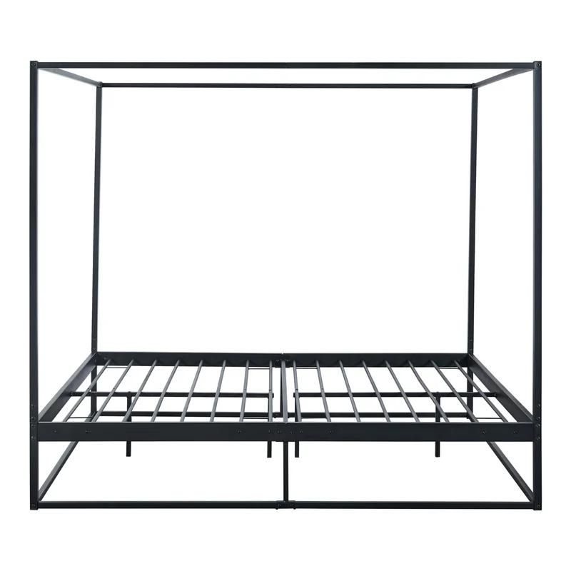 [en.casa] Cadre de Lit à Baldaquin avec Sommier à Lattes Lit Double Adulte Cadre à Lattes sur Pied Design Élégant Stable Capacité de Charge 200 kg Chambre à Coucher Métal 160 x 200 cm Noir