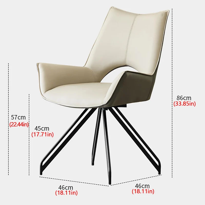 ZTGL Ensemble de 1, 2, 4 ou 6 Chaises de Salle à Manger Pivotantes à 360°, Chaises de Cuisine Modernes, Fauteuil d'Appoint en Cuir, Chaise d'Appoint Pivotante à 360°,A,(1 PCS)