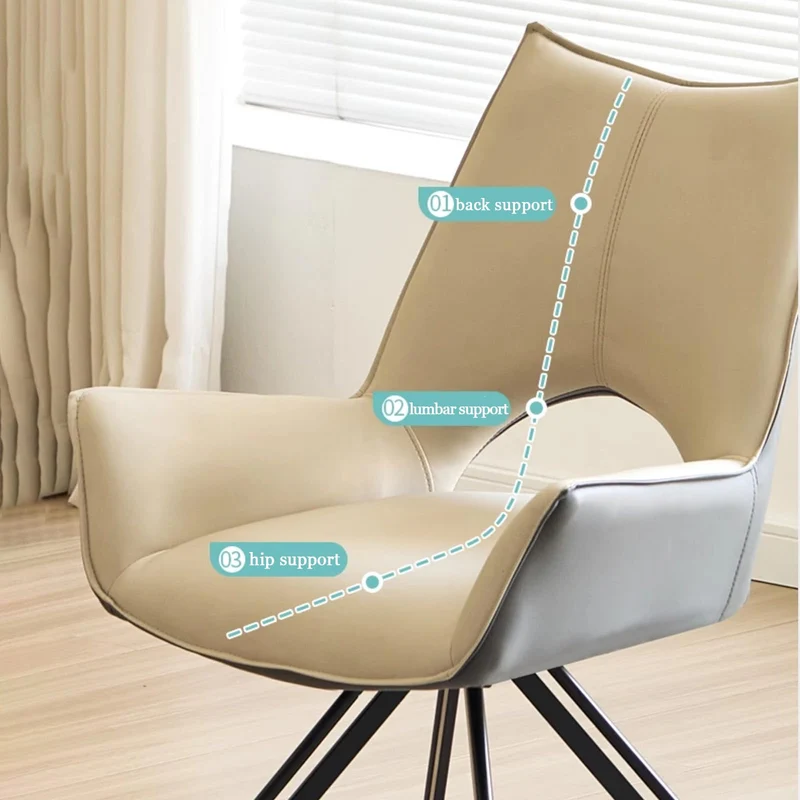 ZTGL Ensemble de 1, 2, 4 ou 6 Chaises de Salle à Manger Pivotantes à 360°, Chaises de Cuisine Modernes, Fauteuil d'Appoint en Cuir, Chaise d'Appoint Pivotante à 360°,A,(1 PCS)