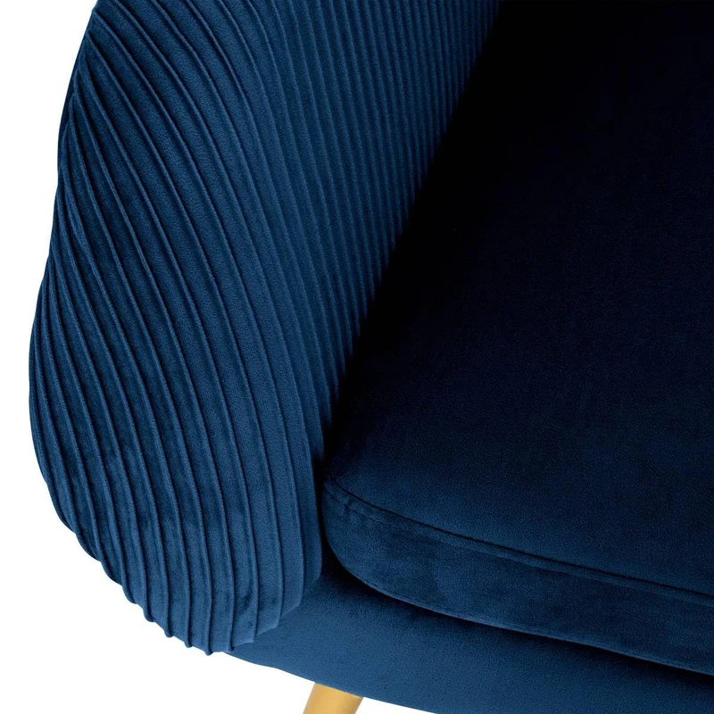 Atmosphera - Fauteuil Solaro Bleu en Velours plissé