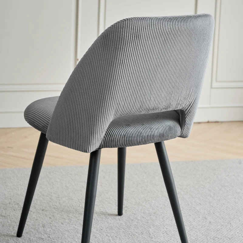 GrandCA HOME Lot de 4 Chaises de Salle à Manger Modernes, Dossier Creux en Velours Côtelé, Rembourrées, pour Salle à Manger, Cuisine, Salon et Chambre (Gris)