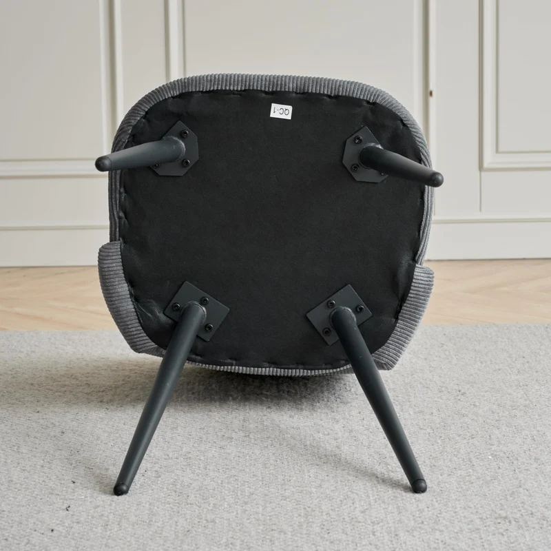 GrandCA HOME Lot de 4 Chaises de Salle à Manger Modernes, Dossier Creux en Velours Côtelé, Rembourrées, pour Salle à Manger, Cuisine, Salon et Chambre (Gris)