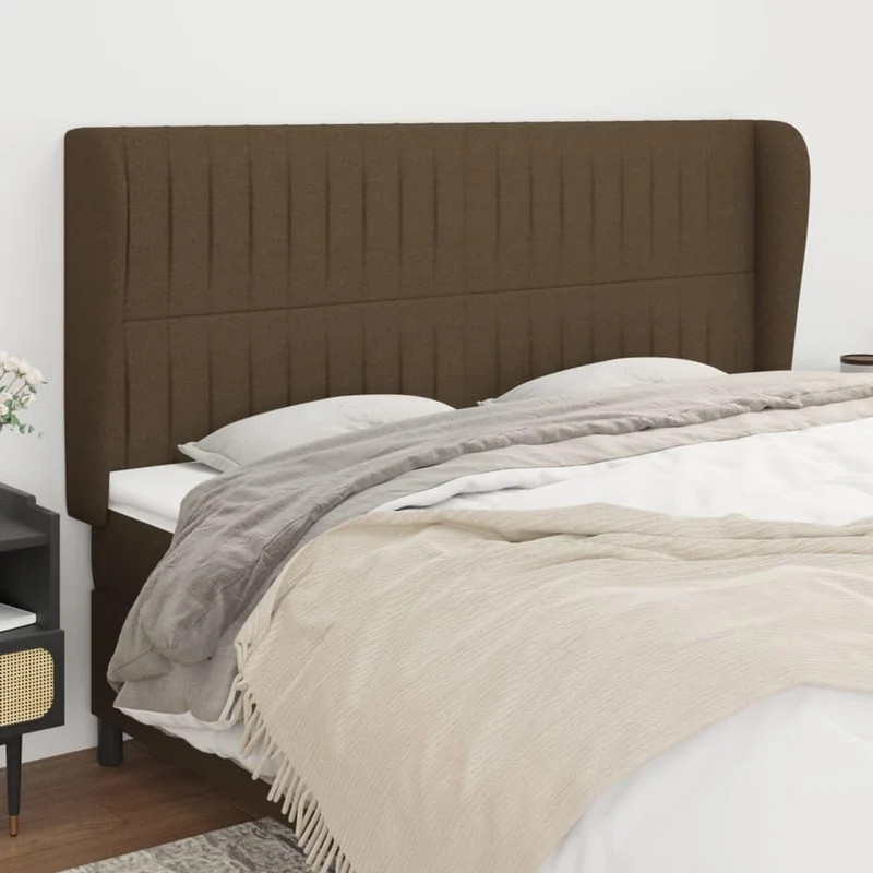 Foknhdi Tête de lit marron foncé avec oreilles 183 x 118 cm réglable en hauteur - Tissu mélèze - Rembourrée - Moderne - Pour chambre à coucher ou lit à sommier tapissier