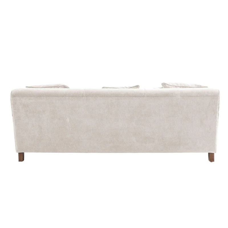 Loberon Canapé Isa - Bois d'hévéa, Velours de Polyester, Bois de pin - H/L/P env. 80/224 / 95 cm - crème, crème