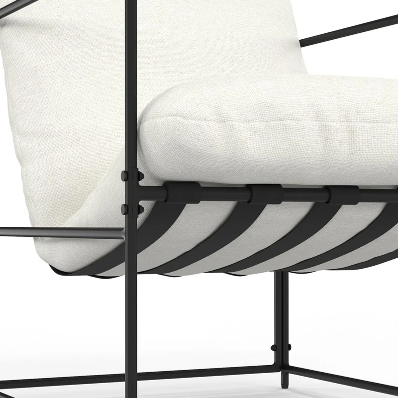 IDMarket - Fauteuil rembourré ULYSSE Structure métal et Coussin Blanc