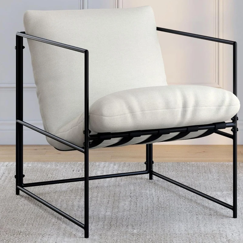 IDMarket - Fauteuil rembourré ULYSSE Structure métal et Coussin Blanc