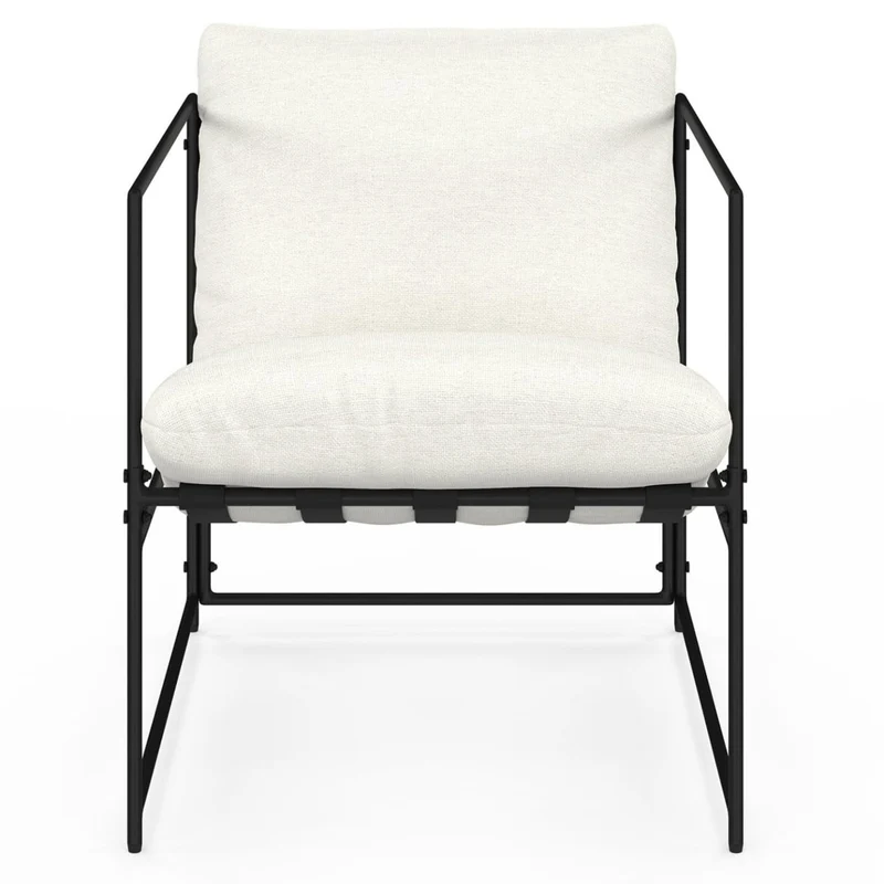 IDMarket - Fauteuil rembourré ULYSSE Structure métal et Coussin Blanc
