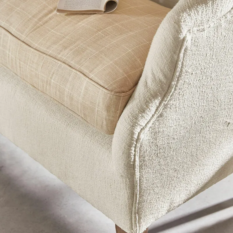 Loberon Canapé Ombra, style classique avec oreilles, mélange de matériaux nobles, fauteuil à oreilles, siège, lin, polyester, bois de manguier, crème/beige