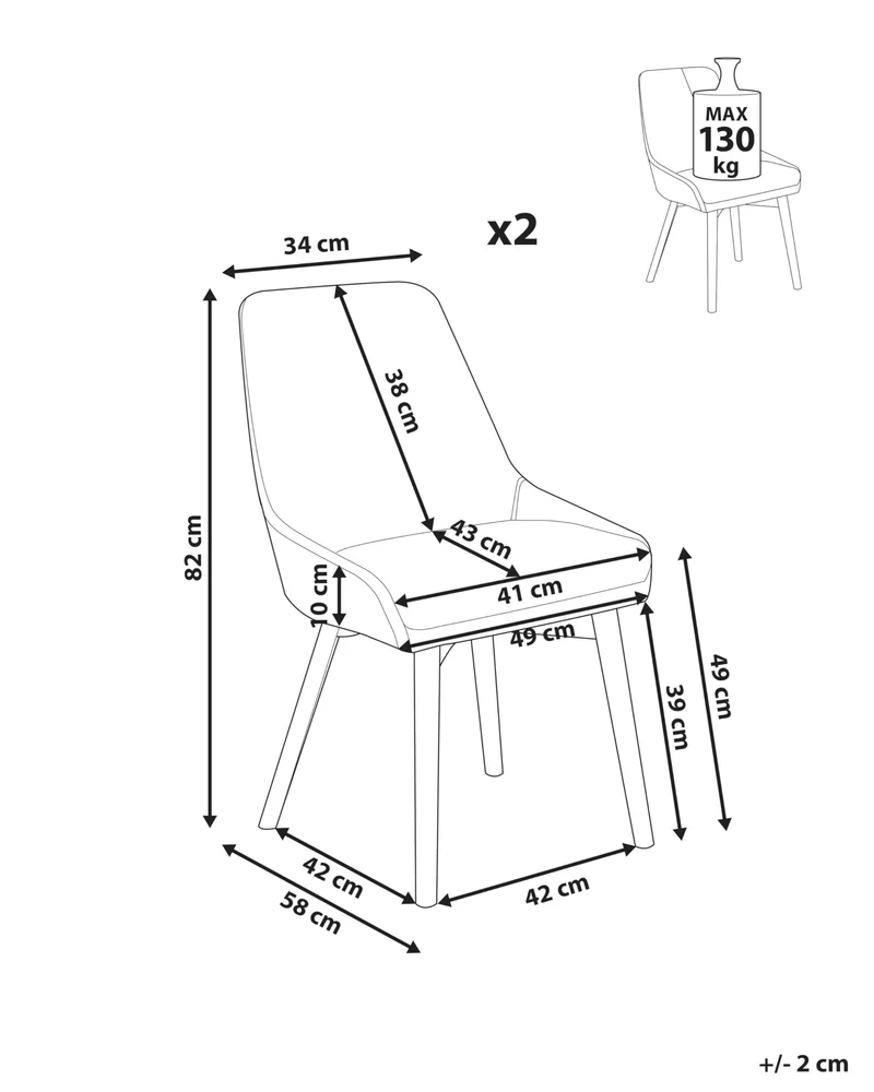 Beliani Lot de 2 Chaises de Salle à Manger Pieds Bois Massif Siège Rembourré en Tissu Polyester Vert Foncé Melfort
