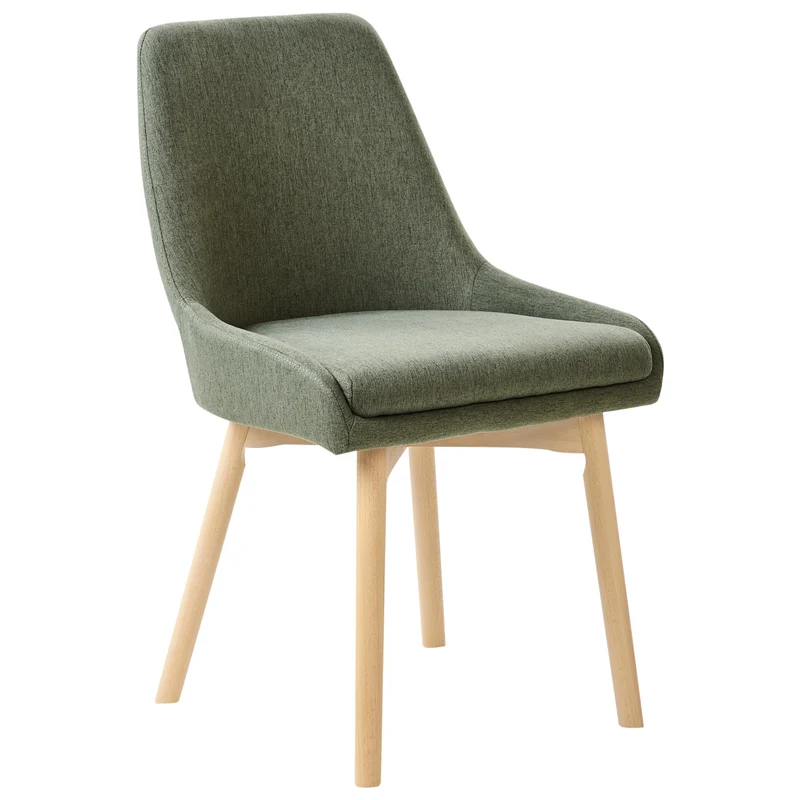 Beliani Lot de 2 Chaises de Salle à Manger Pieds Bois Massif Siège Rembourré en Tissu Polyester Vert Foncé Melfort